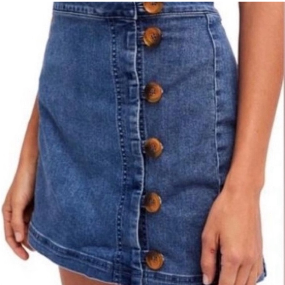 Free People 0 Jean Denim Button-Up Women's Skirt - Picture 3 of 6